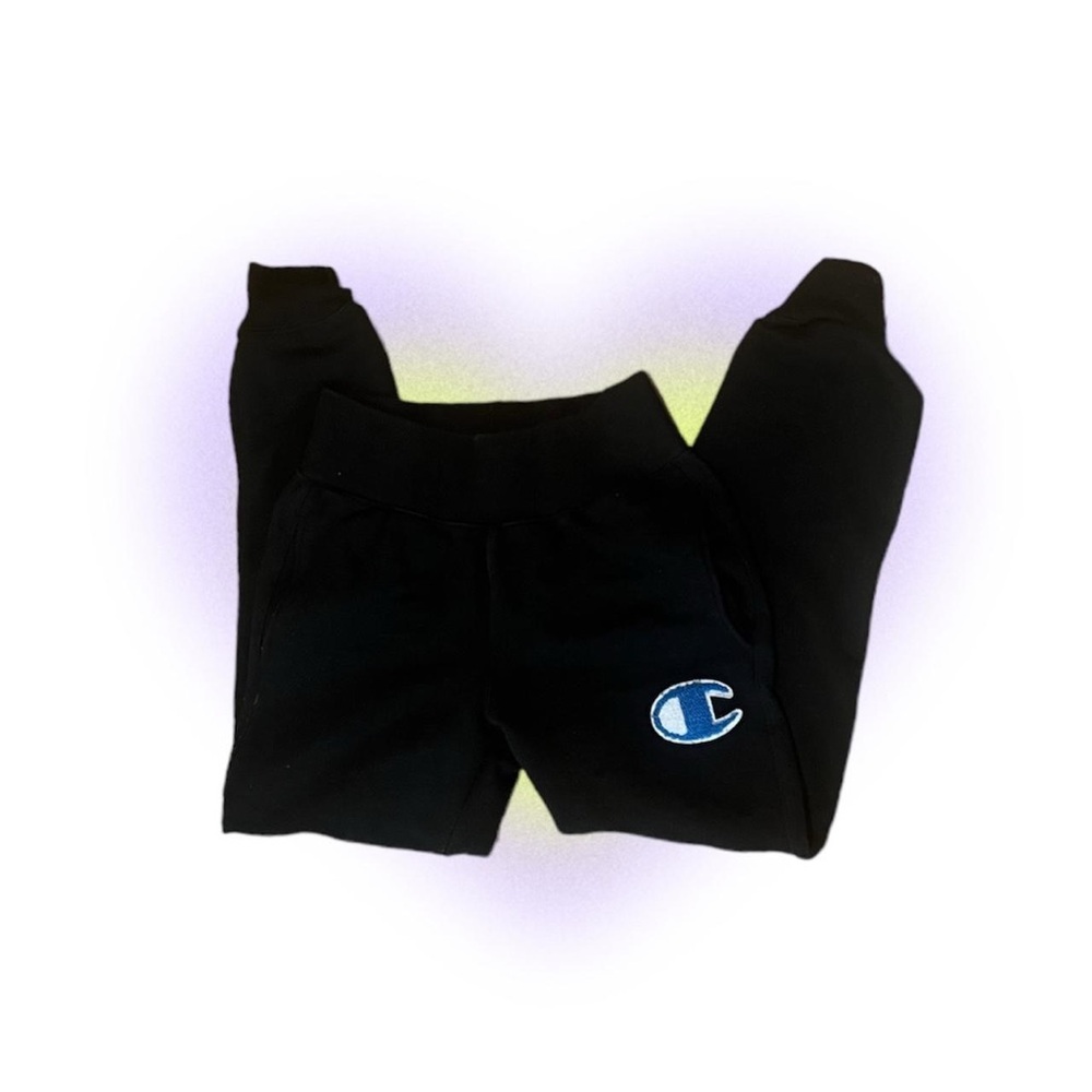 champion sweatpants with fuzzy logo